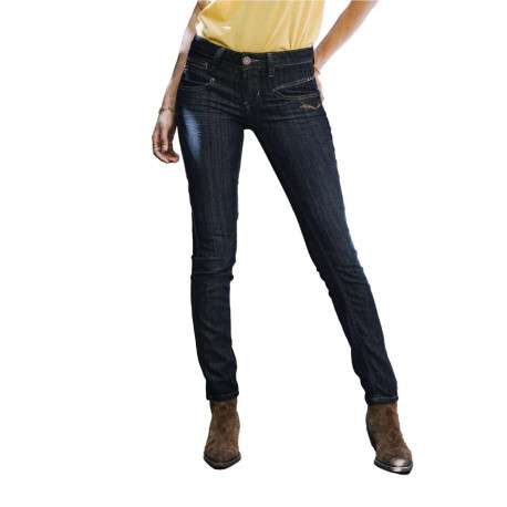 Jean Alexa Slim en coton mélangé brut uni avec une coupe slim et des zips et détails fantaisies sur poches - Image 7