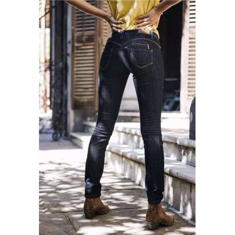 Jean Alexa Slim en coton mélangé brut uni avec une coupe slim et des zips et détails fantaisies sur poches - Image 9