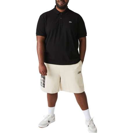 Polo L1212 en coton noir uni coupe droite avec un col boutonné de 2 boutons - Image 11