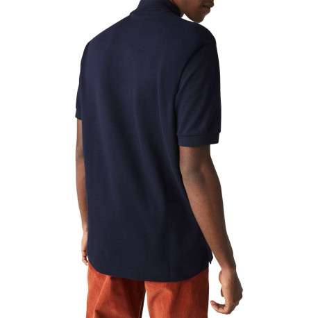 Polo L1212 en coton marine uni avec une coupe droite et un col boutonné - Image 5