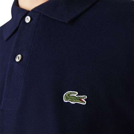 Polo L1212 en coton marine uni avec une coupe droite et un col boutonné - Image 9