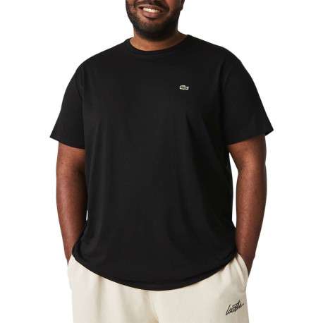 T-shirt en coton noir uni coupe droite avec un col rond et logo brodé - Image 7
