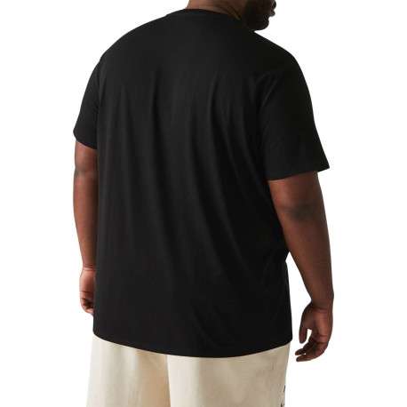T-shirt en coton noir uni coupe droite avec un col rond et logo brodé - Image 10