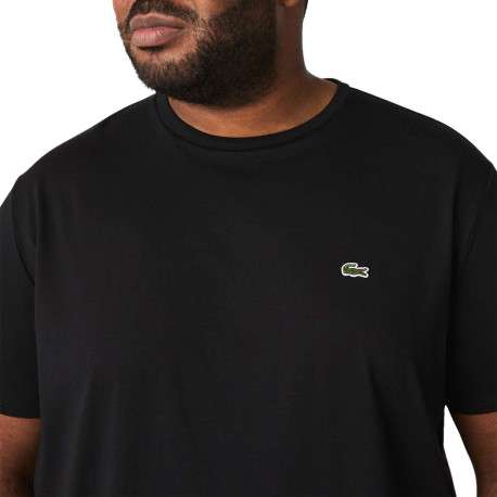 T-shirt en coton noir uni coupe droite avec un col rond et logo brodé - Image 11