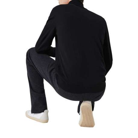 Pull col roulé en laine noir avec crocodile brodé à la poitrine gauche - Image 3
