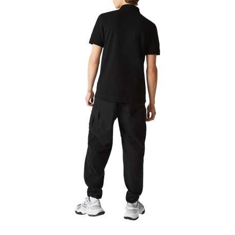 Polo Paris en coton noir uni coupe droite col boutonné et manches resserrées - Image 7