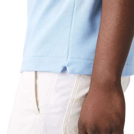 Polo L1212 en piqué de coton bleu ciel coupe droite et col boutonné avec logo brodé - Image 5