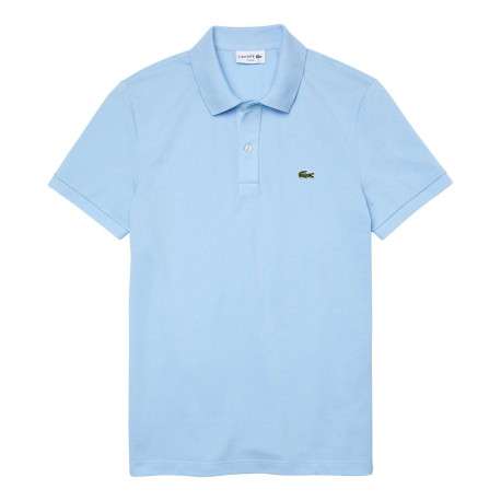 Polo Ph4012 en piqué de coton bleu ciel avec logo brodé coupe droite et col boutonné - Image 2