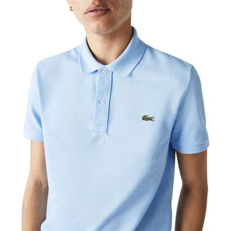 Polo Ph4012 en piqué de coton bleu ciel avec logo brodé coupe droite et col boutonné - Image 4