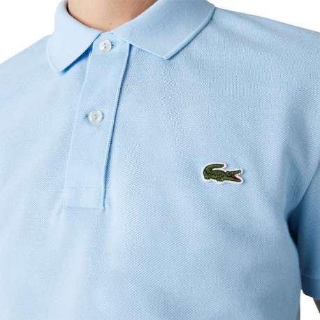 Polo Ph4012 en piqué de coton bleu ciel avec logo brodé coupe droite et col boutonné - Image 5