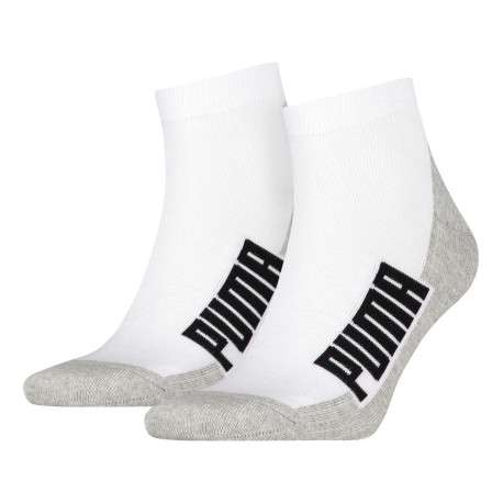 Lot de 2 paires de chaussettes basses en coton bicolore blanches et grises