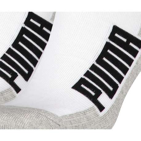 Lot de 2 paires de chaussettes basses en coton bicolore blanches et grises - Image 2
