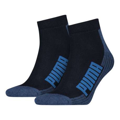 Lot de 2 paires de chaussettes basses en coton bicolore noires et bleues