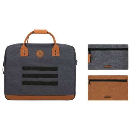 Porte-documents anthracite chiné avec fermeture zippée et pochettes interchangeables