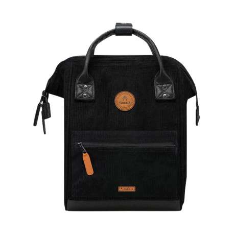 Petit sac à dos noir en velours côtelé avec zip et pochettes interchangeables - Image 2