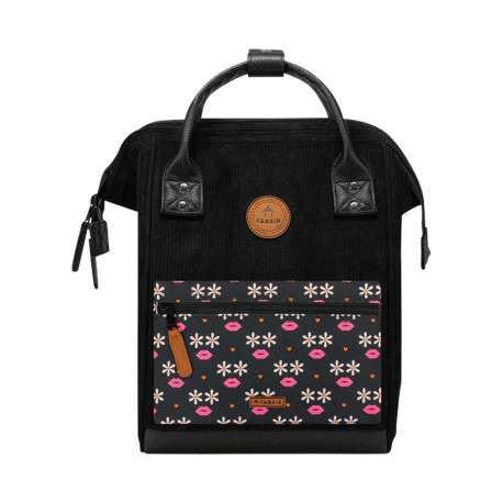 Petit sac à dos noir en velours côtelé avec zip et pochettes interchangeables - Image 3