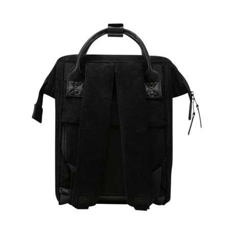 Petit sac à dos noir en velours côtelé avec zip et pochettes interchangeables - Image 4