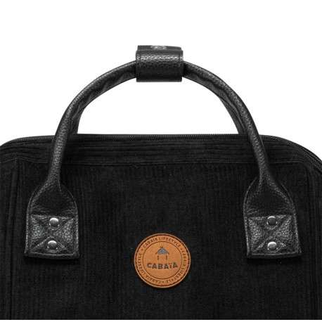 Petit sac à dos noir en velours côtelé avec zip et pochettes interchangeables - Image 5