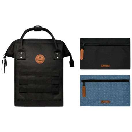Petit sac à dos noir à fermeture zippée et pochettes interchangeables