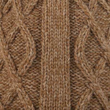 Bonnet en maille irlandaise camel chiné avec pompons interchangeables - Image 2