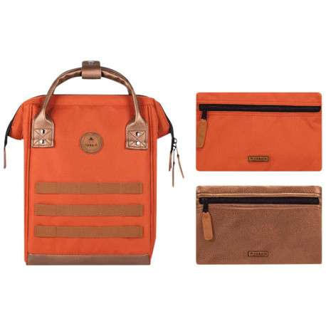 Petit sac à dos orange à fermeture zippée et pochettes interchangeables