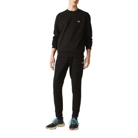 Pantalon de jogging en coton noir coupe slim avec liens de serrage à la taille et logo brodé - Image 2