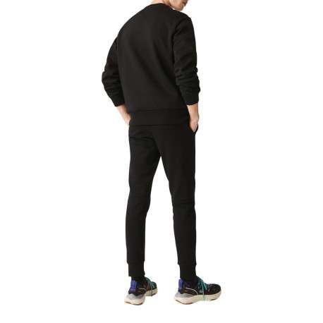 Pantalon de jogging en coton noir coupe slim avec liens de serrage à la taille et logo brodé - Image 5