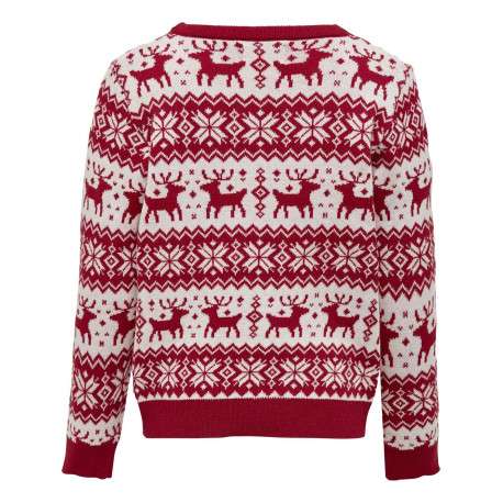 Pull rouge avec une coupe droite col rond et motif Noël - Image 2