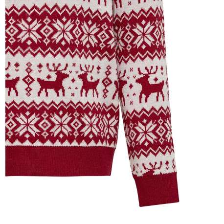 Pull rouge avec une coupe droite col rond et motif Noël - Image 3