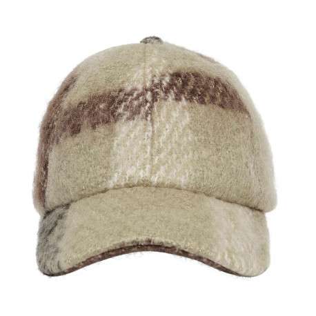 Casquette dad cap beige à carreaux