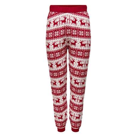 Pantalon rouge avec une coupe slim et motif Noël