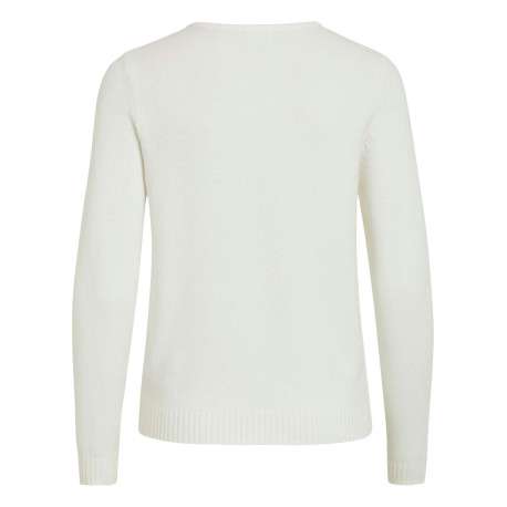Pull écru basic avec les extrémités côtelées et col v - Image 2