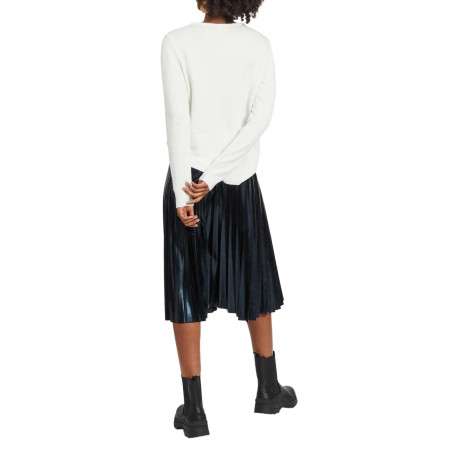 Pull écru basic avec les extrémités côtelées et col v - Image 4