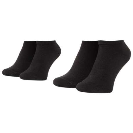 Lot de 2 paires de chaussettes basses en coton mélangé noires unies logo imprimé à l'arrière - Image 2