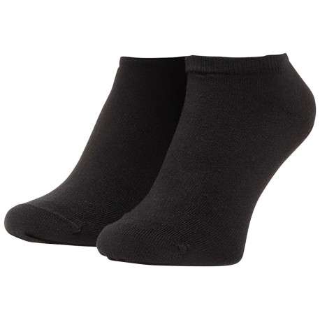 Lot de 2 paires de chaussettes basses en coton mélangé noires unies logo imprimé à l'arrière - Image 3