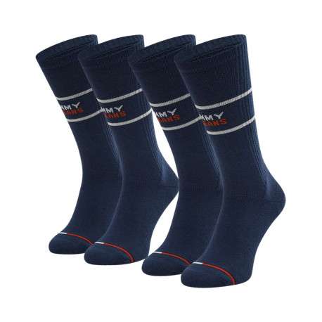 Lot de 2 paires de chaussettes hautes en coton biologique marine unies avec une coupe haute - Image 2