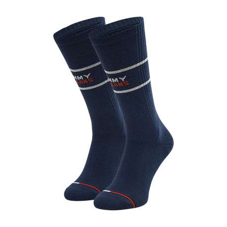 Lot de 2 paires de chaussettes hautes en coton biologique marine unies avec une coupe haute - Image 4