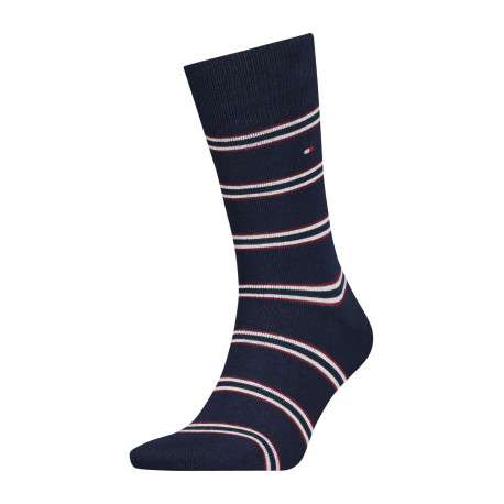 Lot de 2 paires de chaussettes hautes marine unies avec une coupe haute et des rayures - Image 2