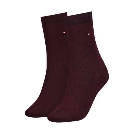 Lot de 2 paires de chaussettes hautes bordeaux unies avec une coupe haute