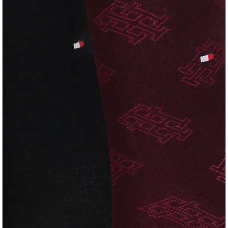 Lot de 2 paires de chaussettes hautes bordeaux unies avec une coupe haute - Image 3