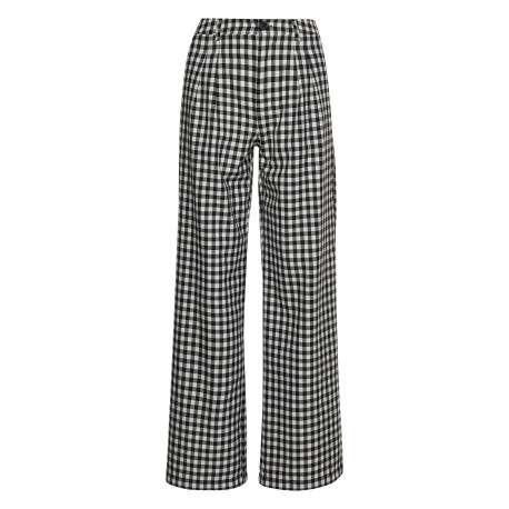 Pantalon Chino Hr Wide Leg Pant blanc vichy avec une coupe bootcut et des poches latérales - Image 2