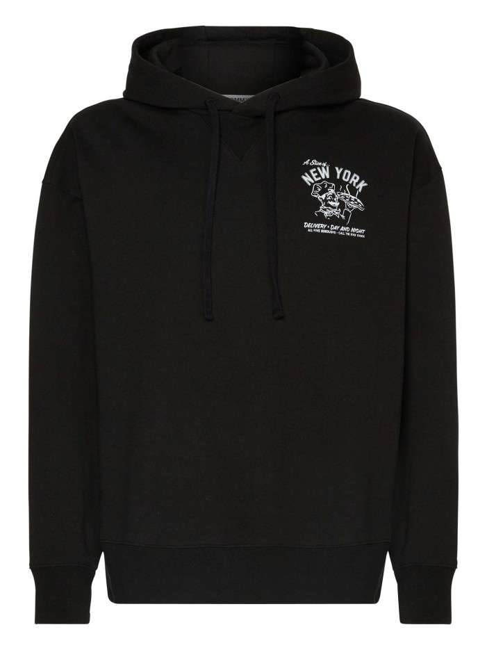 Sweat en coton noir uni...