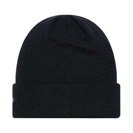 Bonnet noir uni avec logo de la marque brodé sur le côté du revers - Image 2