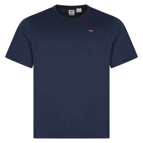 T-shirt grande taille en coton marine uni coupe droite à col rond