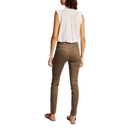 Pantalon 5 Poches kaki uni avec une coupe slim et des liserés - Image 8