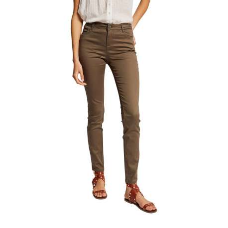 Pantalon 5 Poches kaki uni avec une coupe slim et des liserés - Image 9