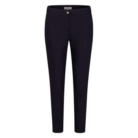 Chino marine uni avec une coupe slim et un bouton de fermeture en doré - Image 7
