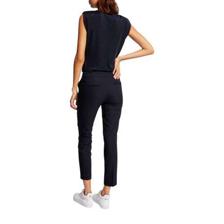 Chino marine uni avec une coupe slim et un bouton de fermeture en doré - Image 8