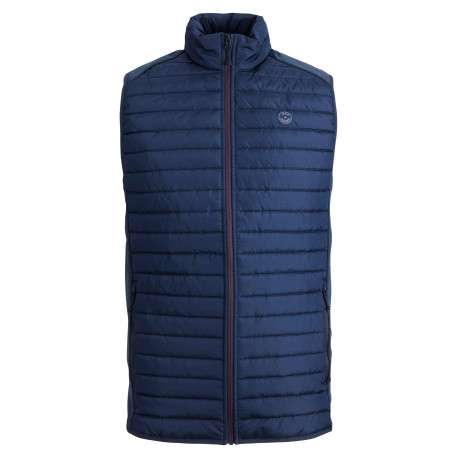 Doudoune matelassée sans manches MULTI BODYWARMER COLLAR marine coupe droite et col montant zippé avec logo sur la poitrine