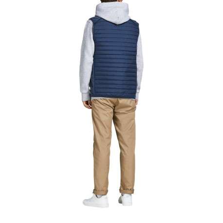 Doudoune matelassée sans manches MULTI BODYWARMER COLLAR marine coupe droite et col montant zippé avec logo sur la poitrine - Image 3